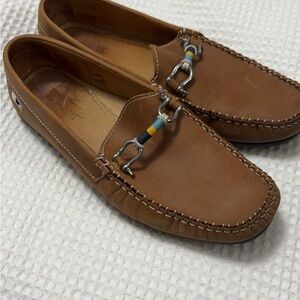Men's Tan Leather Bit-Detail Slip-On Loafers